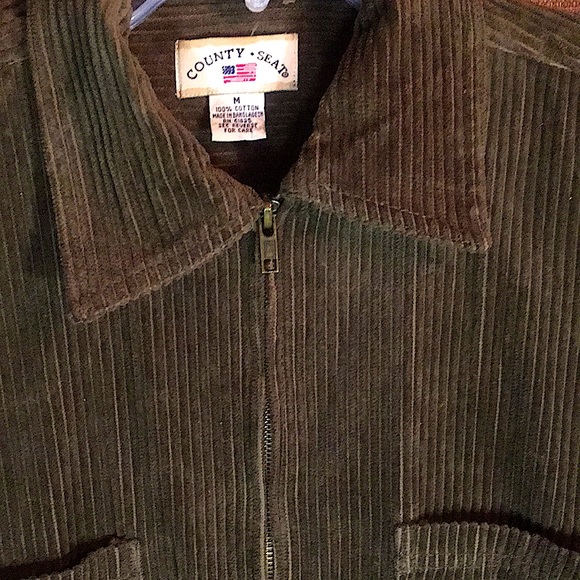 GENTLY USED COUNTY SEATS MEDIUM GREEN CORDUROY SHIRT  UNISEX - Picture 2 of 6